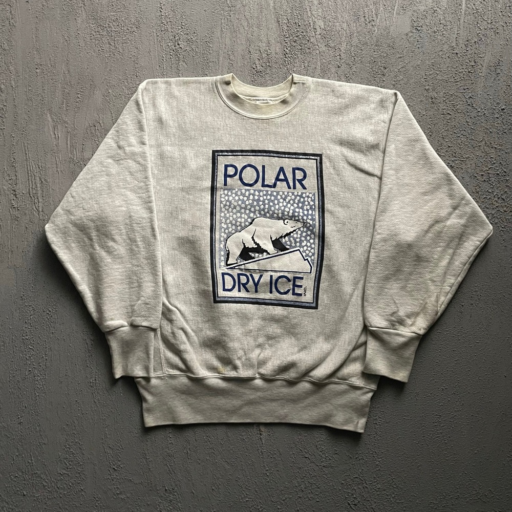 Vintage Polar Dry Ice Graphic Sweatshirt Mens XLarge Grey 90s Rugged Sweats